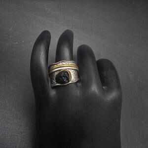 DbM Kensington Sterling Silver Black Tourmaline Ring Spinner Ring Size 8